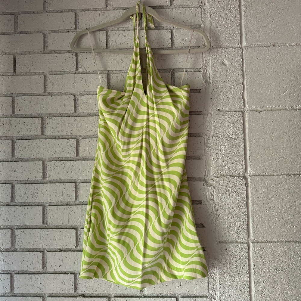 Zara green and white dress